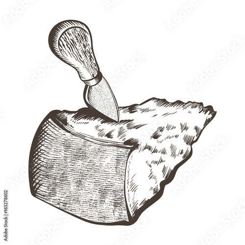 Parmesan cheese with knife