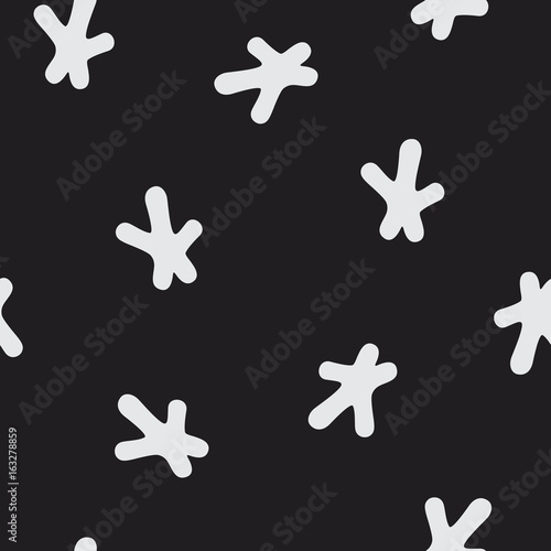 Asterisk or star sign Seamless vector pattern. Hand drawn sign on black background. Repeated texture for print  textile  t-shirt  fabric  wallpaper  card   poster  home decor  packaging  wrapping pape
