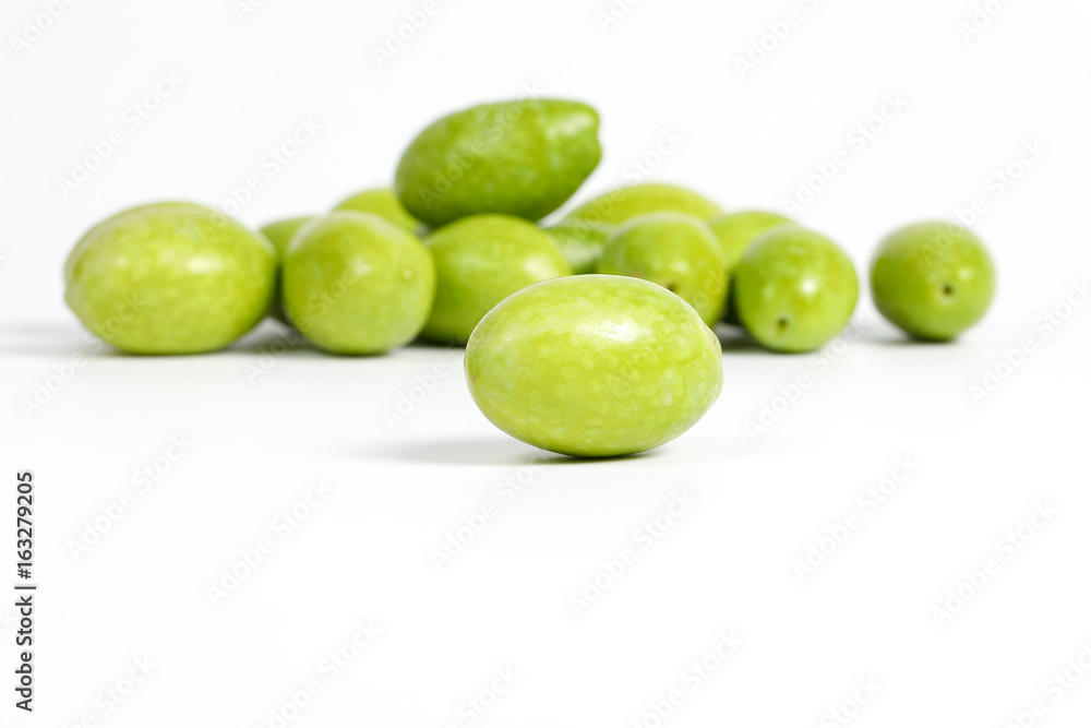 Green raw young olive