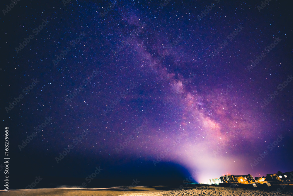 Night scene at Bethany Beach with the Milky Way