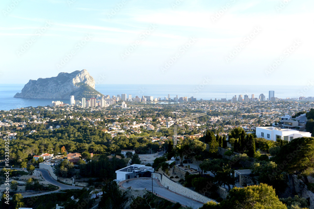View on Calpe town and mountain Ifach Spain