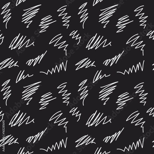 Messy irregular zigzag lines and scrawls hand drawn vector seamless scribble pattern. Careless scratchy pen or pencil doodles. Endless repeated texture or background for print, textile, or web.