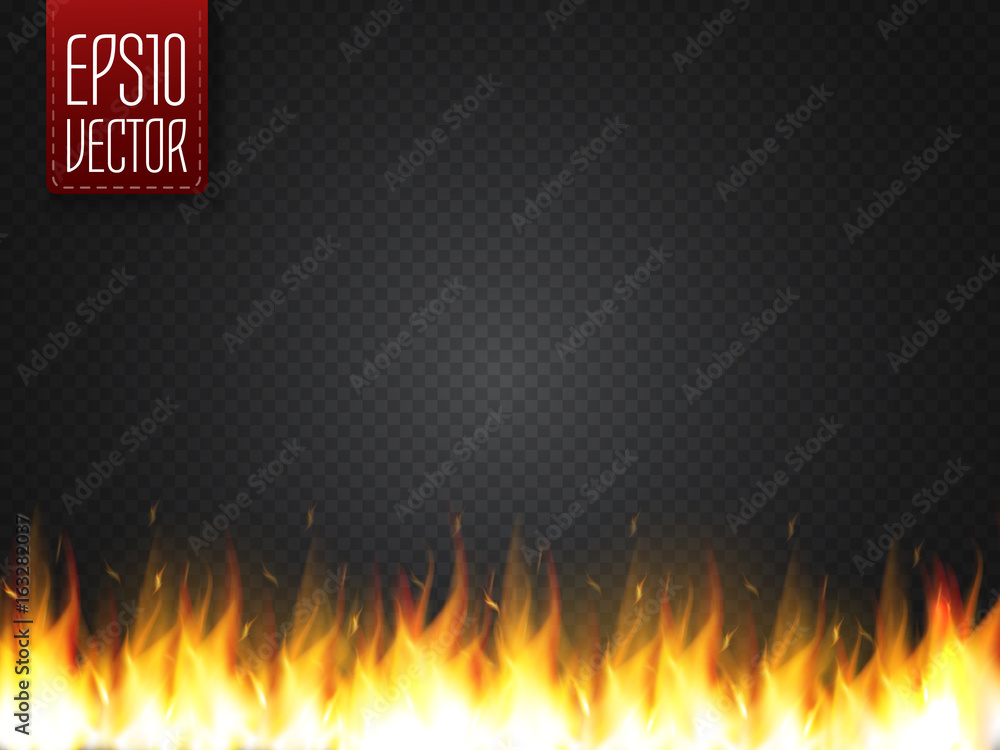 Realistic fire flame vector special effect isolated on transparent ...