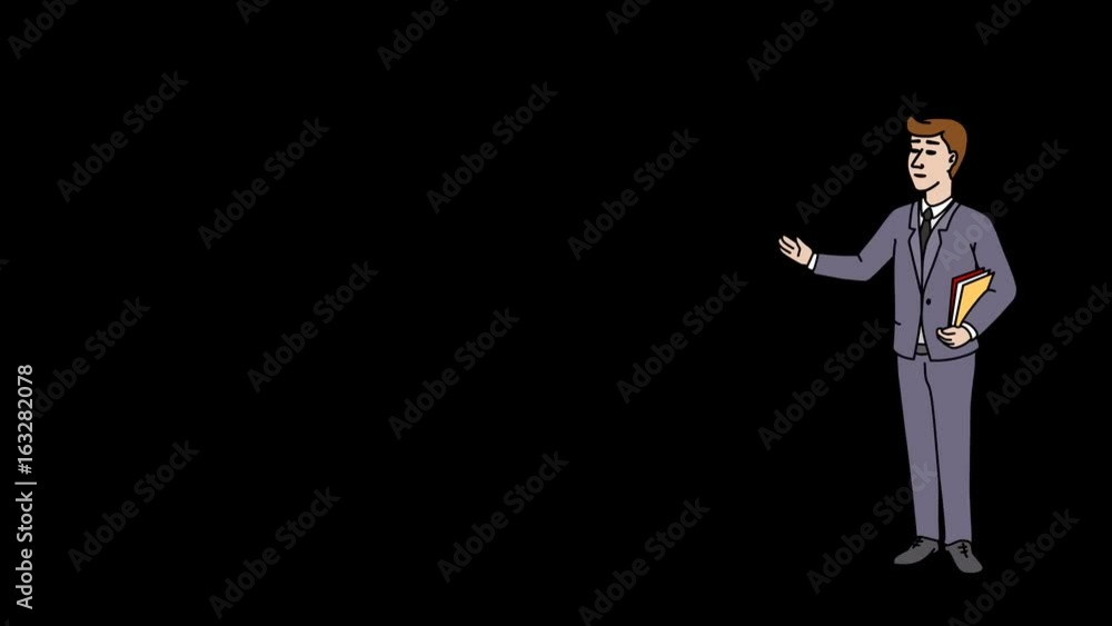 Animated Character Student or Learner stands in full growth and says, smooth contour, with Alpha Channel Animated Character Student or Learner stands in full growth and says, smooth contour, with Alpha Channel