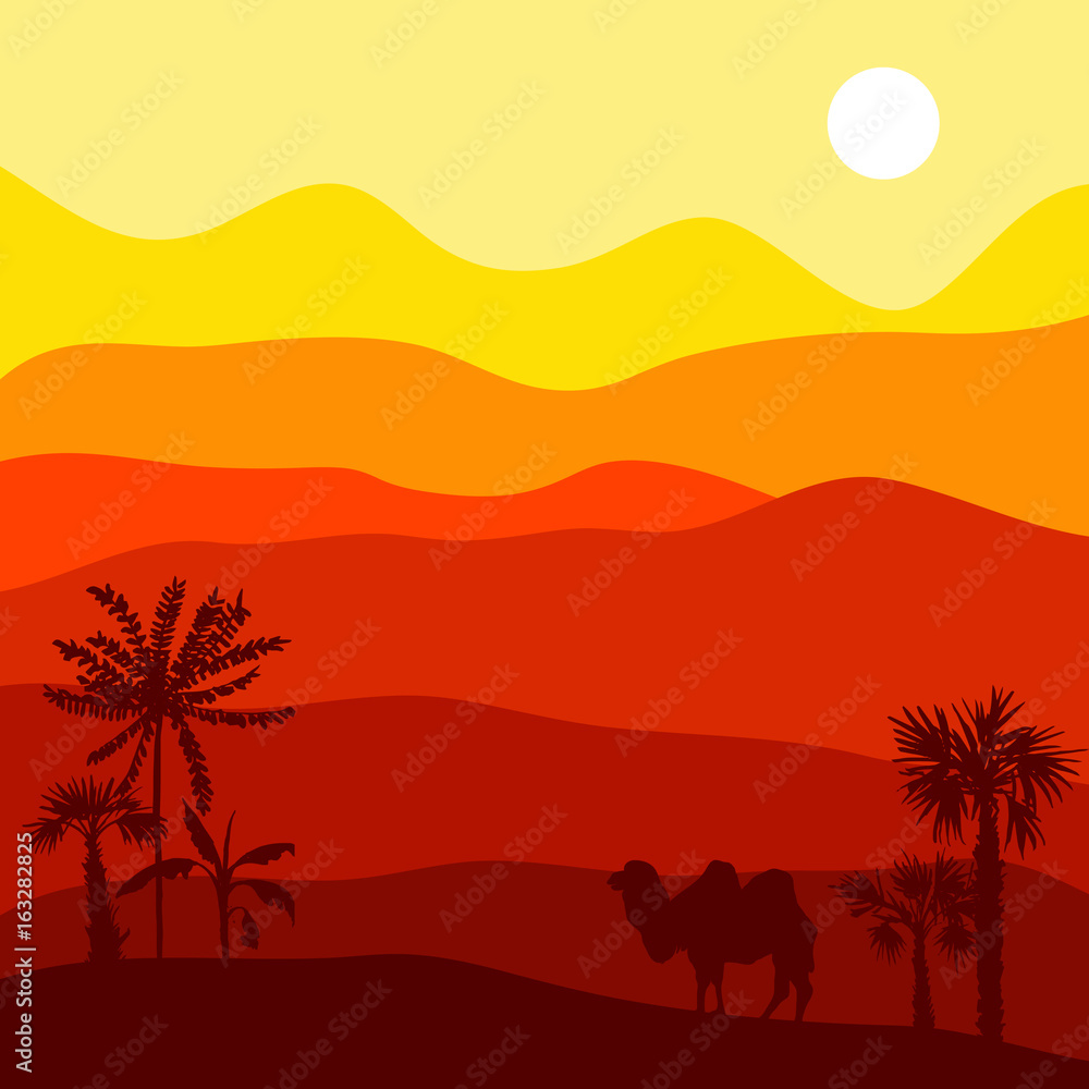 vector landscape with camel