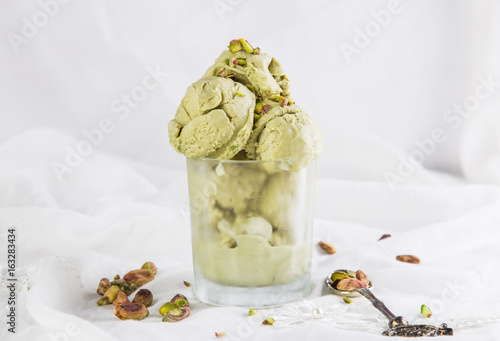 Pistachio artisan  italian ice cream photo