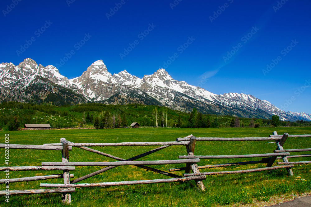 Mountain range in spring in Grand Tetons National Park Mountain range in spring in Grand Tetons National Park