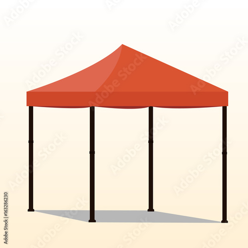 Orange folding tent vector illustration. Pop up gazebo. Canopy tent
