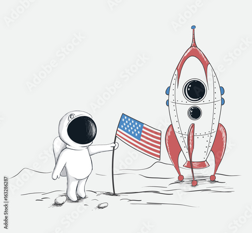 Foto Cute spaceman on Moon