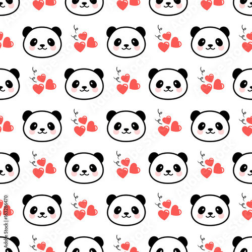 Fototapeta Naklejka Na Ścianę i Meble -  Panda Seamless Pattern Vector