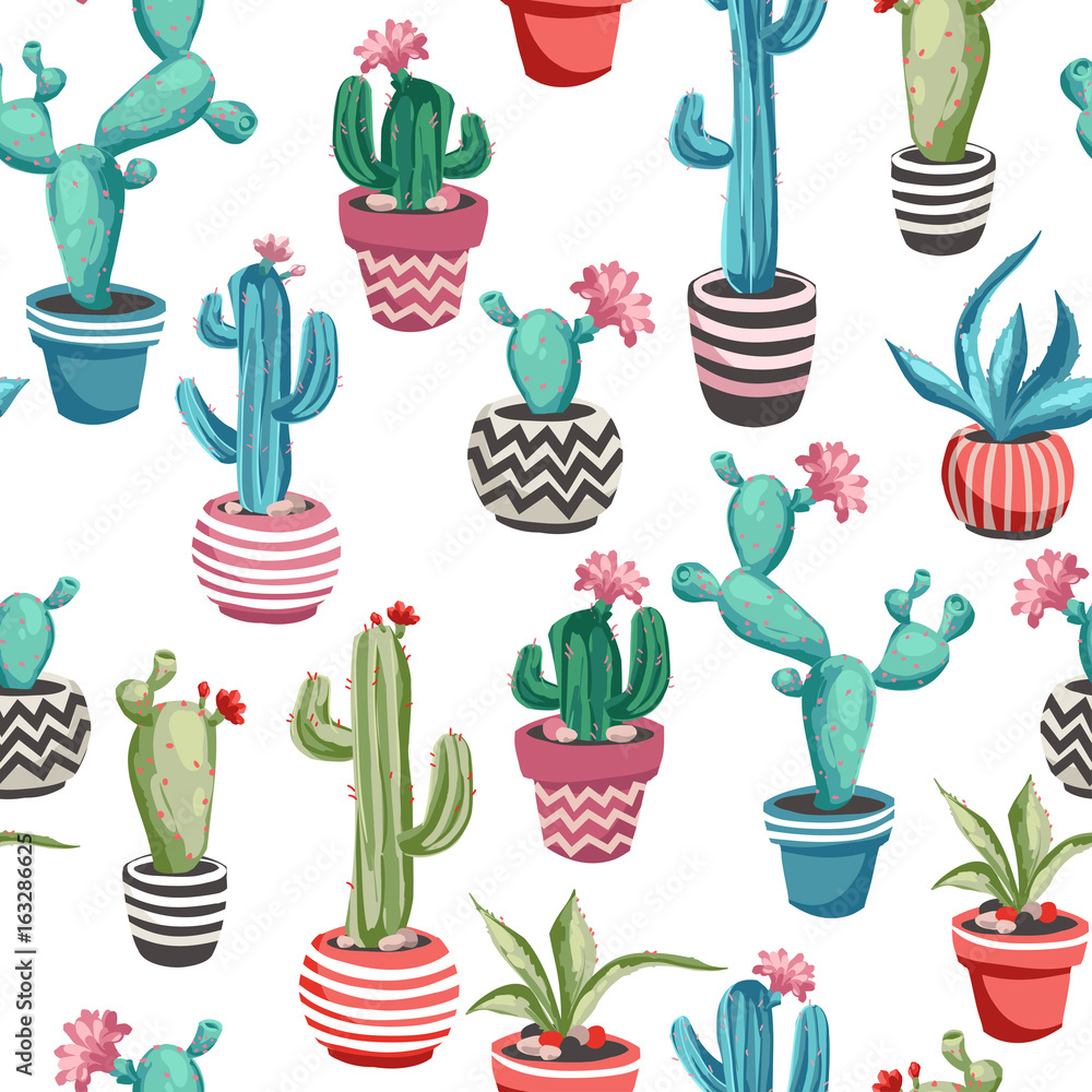Cacti flower seamless pattern. Cacti flower seamless pattern.