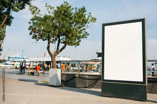 Canvas Print An empty billboard for advertising on the street near the seaport in Istanbul, Turkey