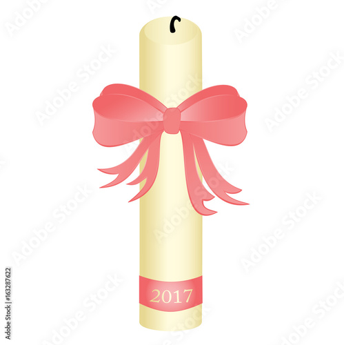 Pink, girlish paschal candle for a invitation card 2017.