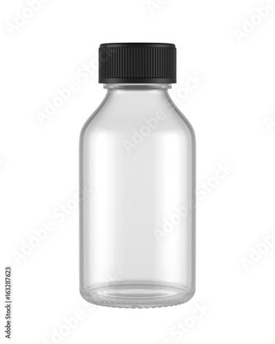 blank glass bottle isolated on white background, 3D rendering