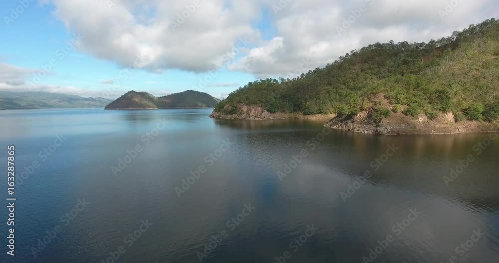 Dam Mountain Island By Drone Camera Dam Mountain Island By Drone Camera