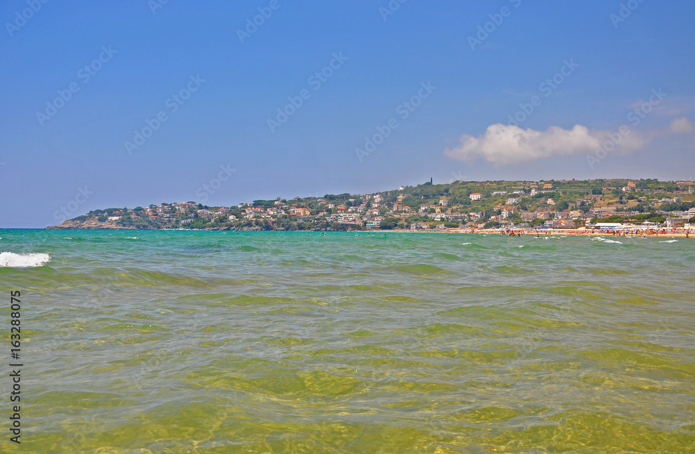 Long beach and transparent sea in Gaeta in clear Sunny day