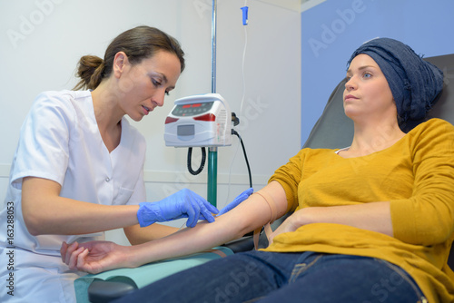 Photography Lady having chemotherapy treatment
