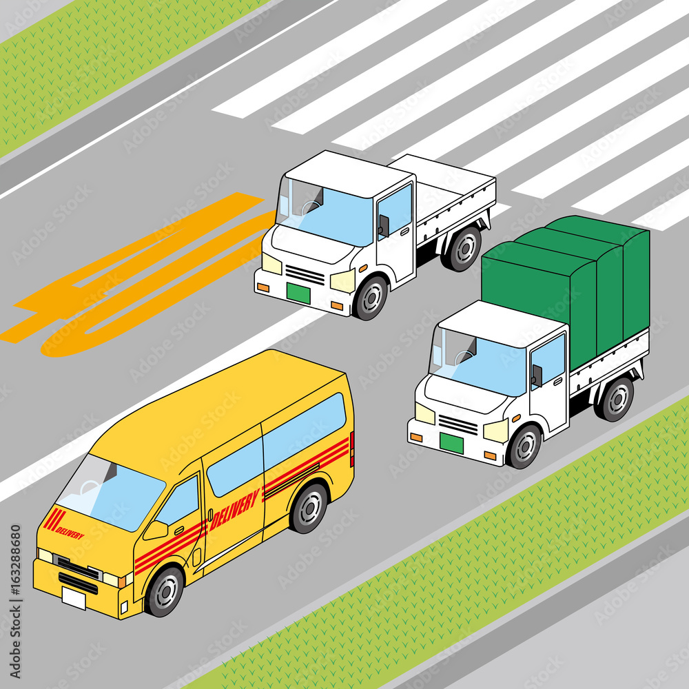 働く車のイラスト 軽自動車 軽トラ デリバリー車 Stock Vektorgrafik Adobe Stock