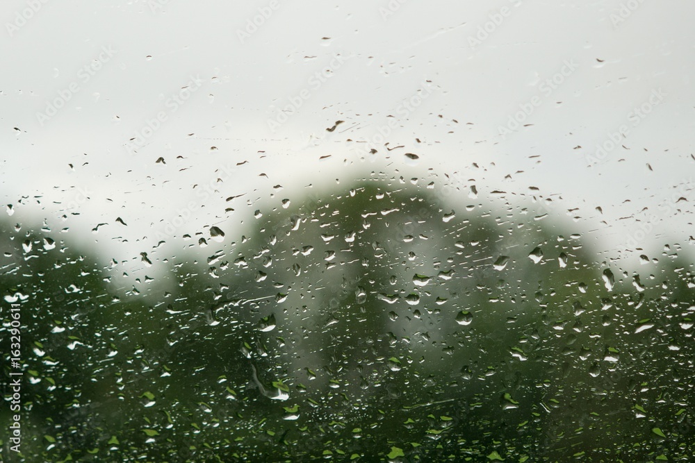 Rain droplets on the car window. Slovakia