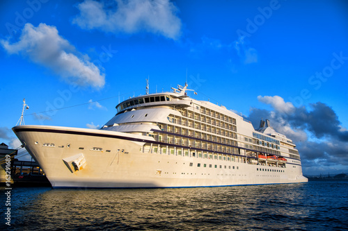 Fototapeta Naklejka Na Ścianę i Meble -  Big luxury cruise ship at sunset