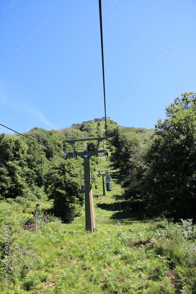 Fototapeta premium Cableway from Laveno to Mount Sasso del Ferro at Lake Maggiore, Italy