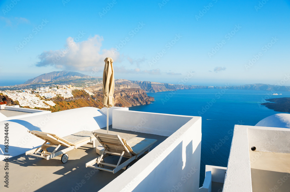 Santorini island, Greece. Summer landscape, travel and vacation