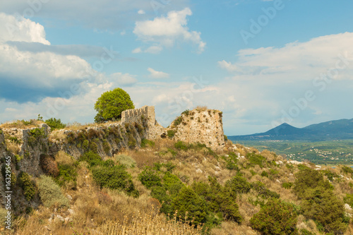 Ruins of the Old Navarino castle (Paliokastro) in Peloponnese, Greece