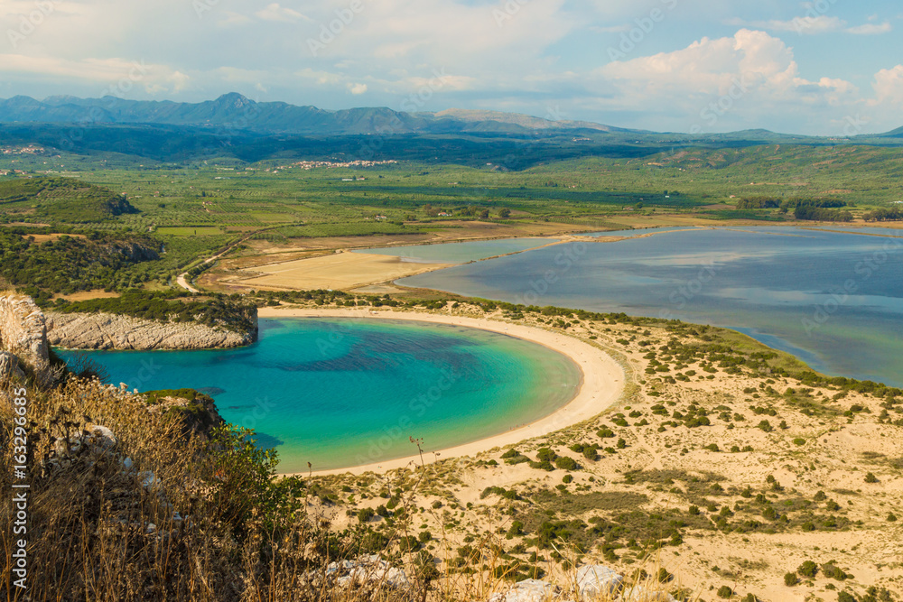 Beautiful Voidokilia beach in Peloponnese. One of the most popular places in Greece.