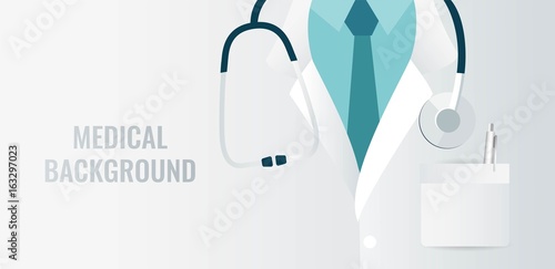 Medical background with close up of doctor with stethoscope. Vector illustration photo