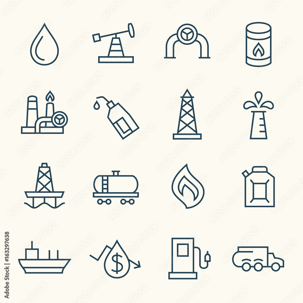Oil industry line icon set Stock Vector | Adobe Stock