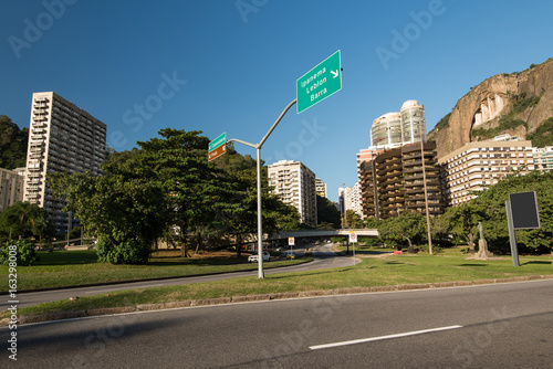 High-rise residential buildings and mountain at neighborhood Lagoa, the third most expensive neighborhood to live in South America, Rio de Janeiro, Brazil