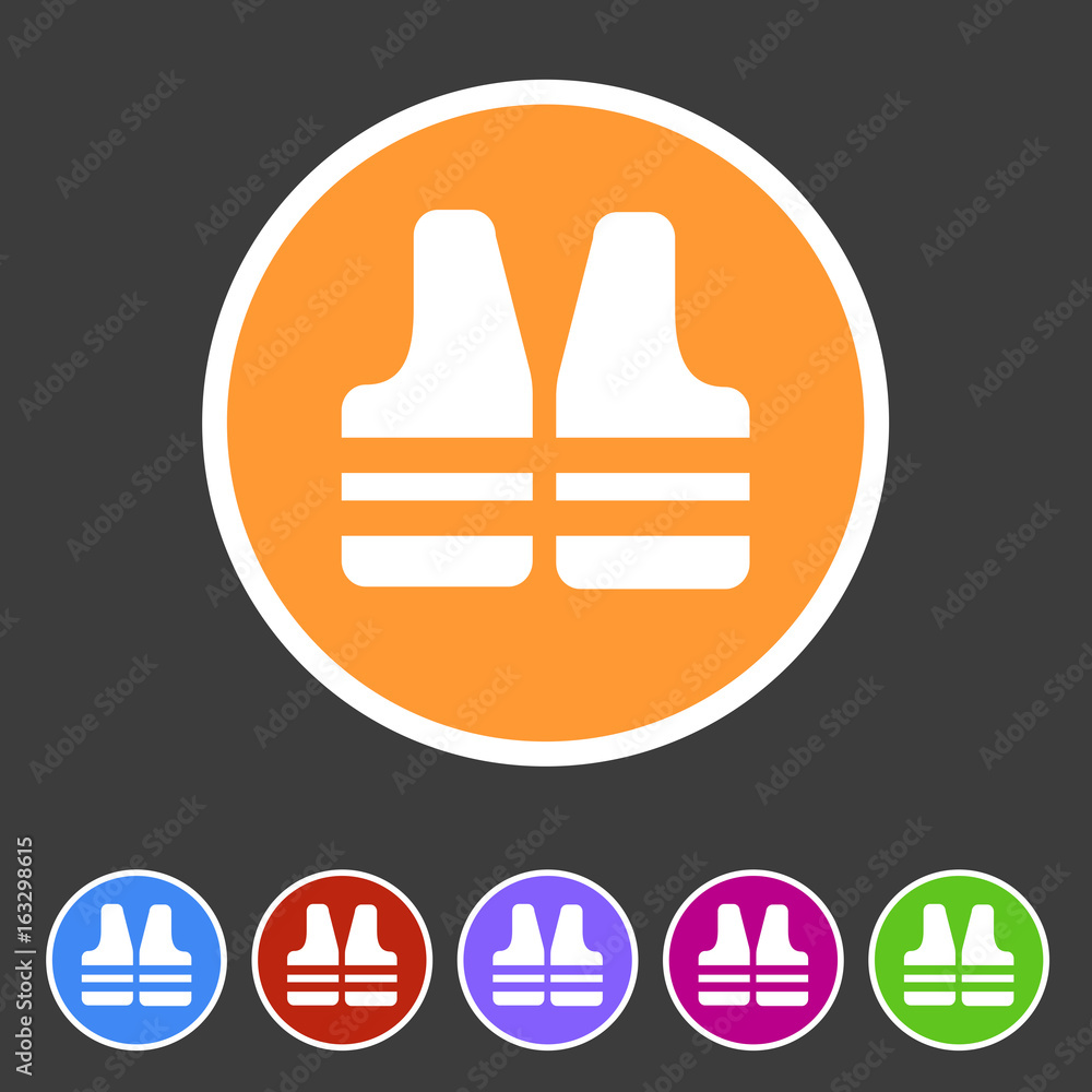 life vest jacket icon flat web sign symbol logo label Stock Vector