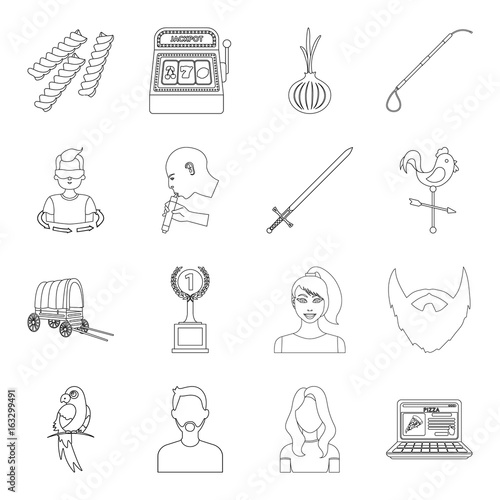 army, sport, animal and other web icon in outline style.vegetables, service, excitement icons in set collection.