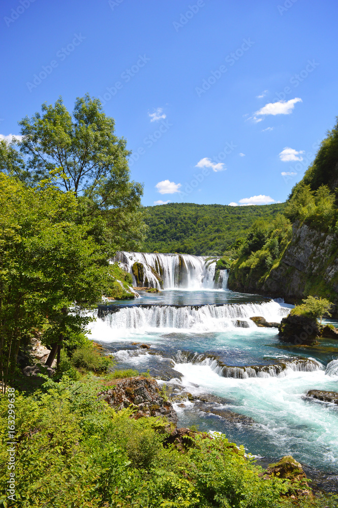 Natural river waterfall