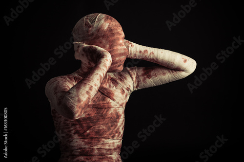 Halloween horror with a bloodstained mummy