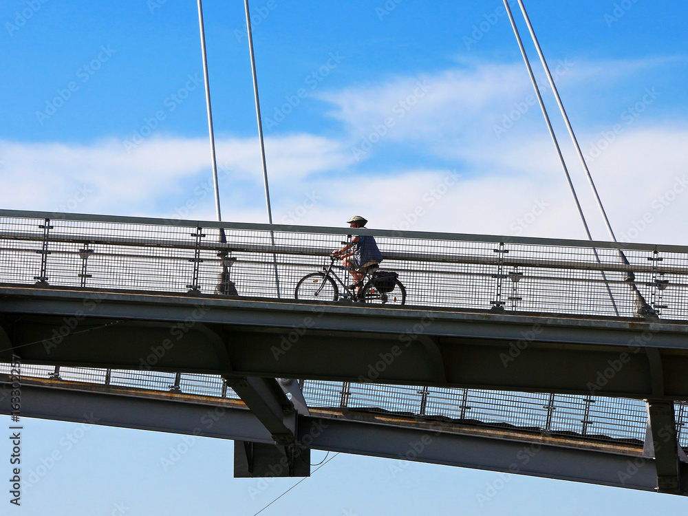 cyclist on a bridge