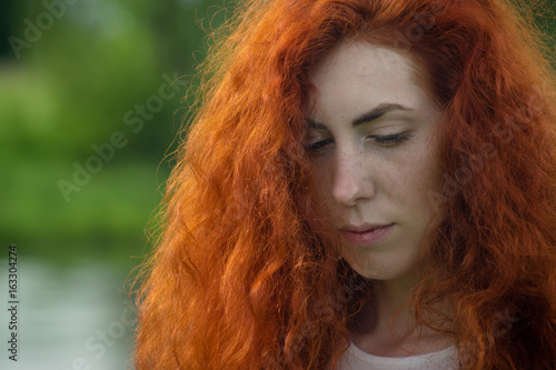 Redhead Woman Nature Portrait.