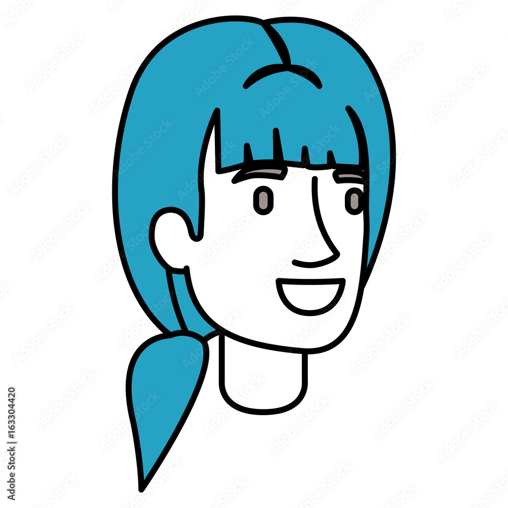 silhouette color sections of woman face with ponytail hairstyle vector illustration silhouette color sections of woman face with ponytail hairstyle vector illustration