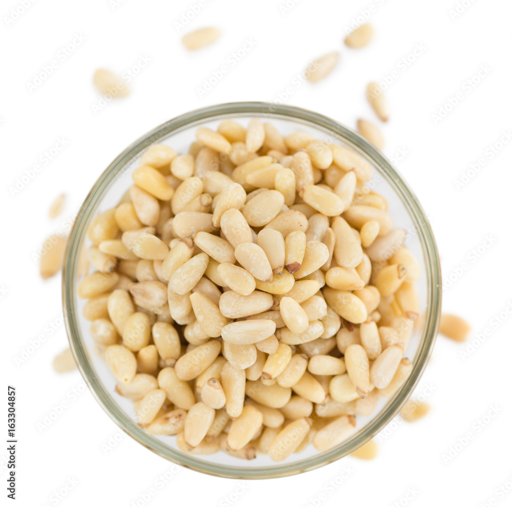 Portion of Pine Nuts isolated on white
