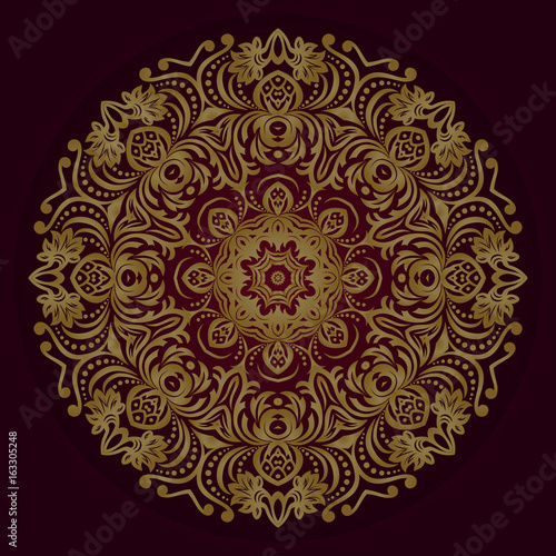 Oriental vector pattern with arabesques and floral elements