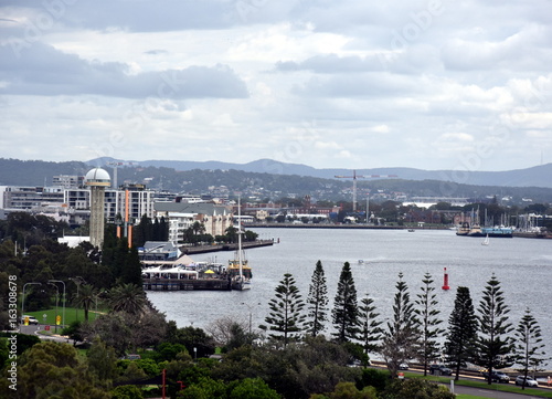 Panoramic view of Newcastle and Hunter River from Fort Scratchley (NSW, Australia).