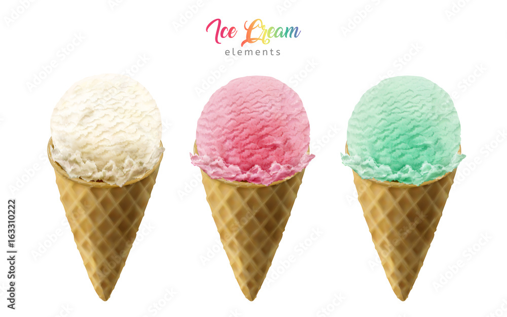 Colorful ice cream cones