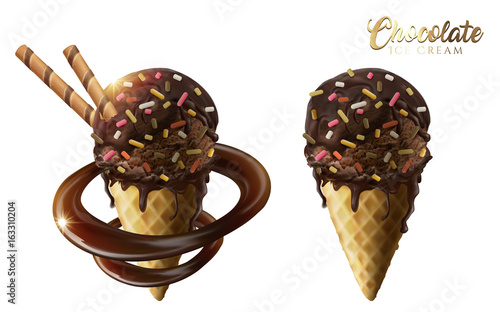 Chocolate ice cream cones