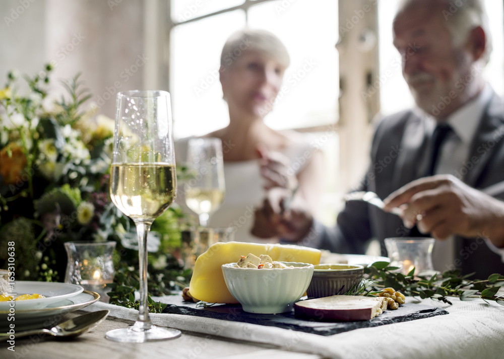 Senior Couple Eating Having Food Together Senior Couple Eating Having Food Together