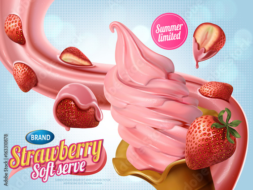 Strawberry soft serve