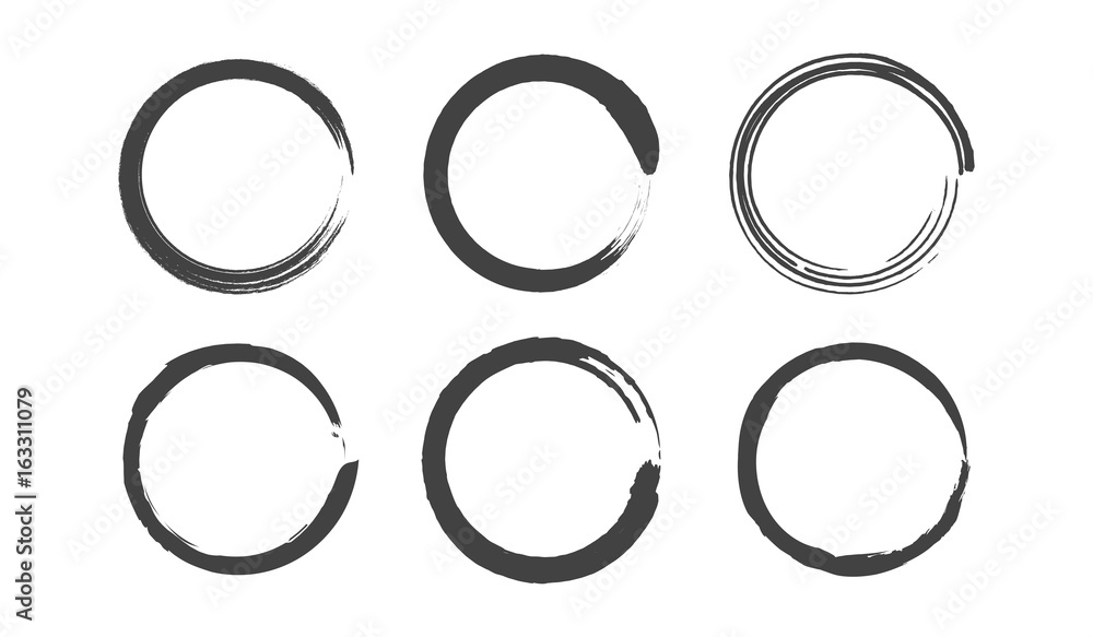 Grunge round circles set. Brush paint vector illustration Grunge round circles set. Brush paint vector illustration