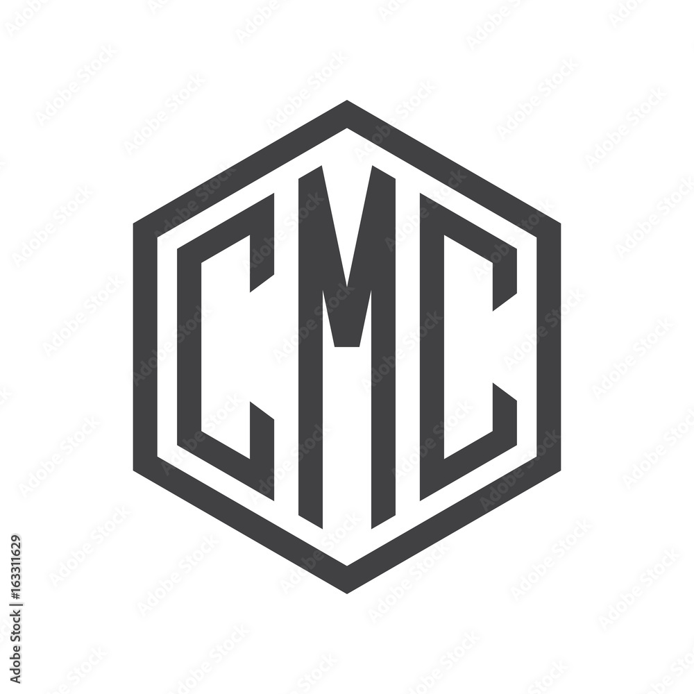 three-letter initials hexagon logo black three-letter initials hexagon logo black