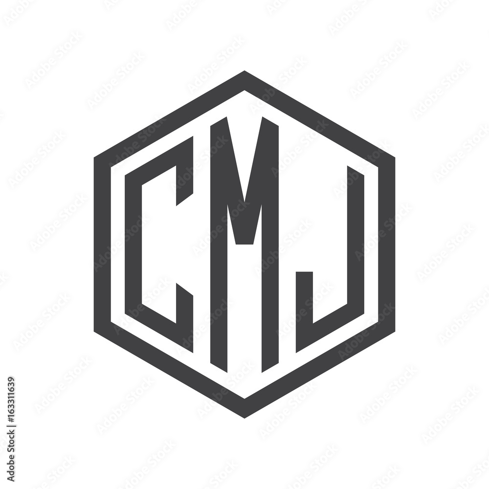 three-letter initials hexagon logo black three-letter initials hexagon logo black