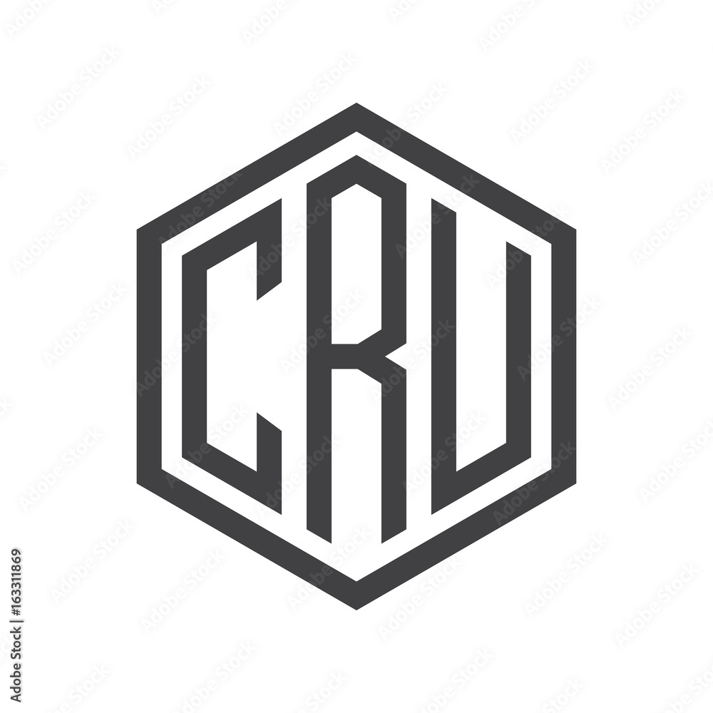 three-letter initials hexagon logo black