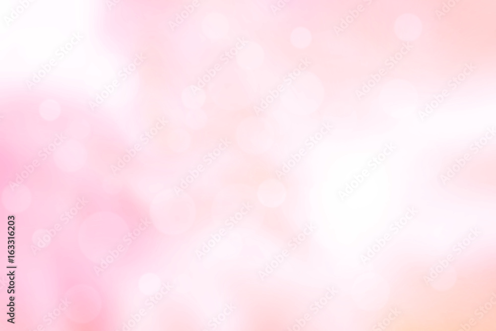 Abstract blurred pink pastel bokeh background. White rays light flare for  love wallpaper. Soft focus scene for web advertising. Stock Photo
